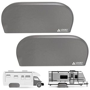 lot 1887 image: Leader Accessories Double Axle RV tire Cover Fits Diameter 27-29, Dual Axle Wheel Covers for Camper, Truck, Trailer, Waterproof, 2pcsPack, Grey