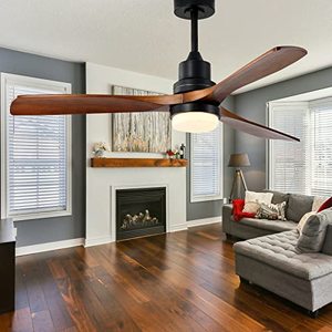 lot 1905 image: CEOTIS Ceiling Fans with Lights, 52 Wood Ceiling Fan, 3 Blades Ceiling Fan, Remote 6 Speeds Reversible Noiseless DC Motor Ceiling Fans for Farmhosue,Patio,Living Room,Bedroom,Office