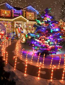 lot 1908 image: COOLWUFAN 28 Christmas Candy Cane Pathway Markers, Set of 6 Pack Christmas Outdoor Decorations Pathway Lights with 72 Warm Lights for Christmas Holiday Party Walkway Patio Garden Yard Lawn Decor