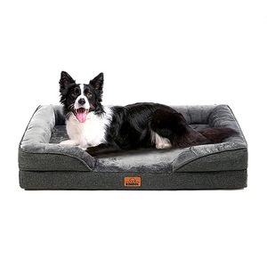 lot 1913 image: ROMROL XL Dog Bed - Premium Orthopedic Waterproof Dog Bed for Extra-Large Dogs - Removable Cover and Zipper - Plush Comfort and Support - Grey XL