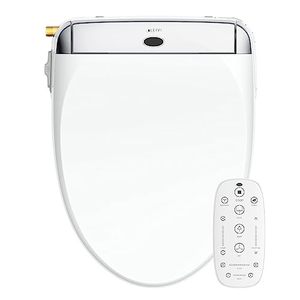 lot 1924 image: LEIVI Smart Bidet Toilet Seat with Wireless Remote and Side Panel, Multiple Spray Modes, Adjustable Heated Seat, Warm Water and Air Dryer, Auto LED Nightlight, Round