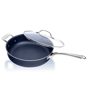 lot 1926 image: Granitestone Saut� Pan with Lid 5.5 Quart Multipurpose Nonstick Jumbo Cooker with Glass Lid, Stainless Steel Handle &amp Helper Handle, Oven &amp Dishwasher Safe, 100% PFOA FREE