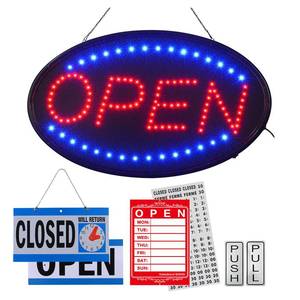 lot 1932 image: LED Open Sign,23x14inch (Bigger Size) LED Business Open Sign include OpenClosed Sign and Business Hours Sign for Walls Window Storefront Advertisement Shop Bar