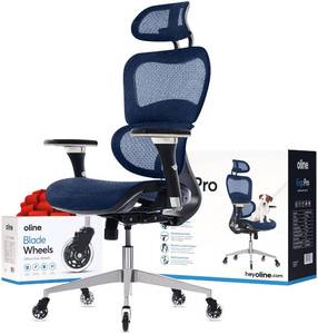 lot 1939 image: Oline ErgoPro Ergonomic Office Chair - Rolling Desk Chair with 4D Adjustable Armrest, 3D Lumbar Support and Blade Wheels - Mesh Computer Chair, Gaming Chairs, Executive Swivel Chair (Navy Blue)
