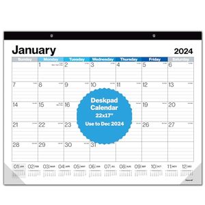 lot 1948 image: Dunwell 22x17 Desk Calendar 2024, Use as Large Deskpad Calendar or Hanging Wall Calendar 2024, Big Grid Monthly 17x22 Desktop Calendar Planner with Lines