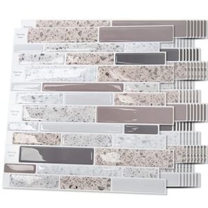 lot 4064 image: Art3d Backsplash Tile for Kitchen Peel and Stick, 10 Sheets Self-Adhesive Wall Tiles for Kitchen, Bathroom Back Splashes, 12x12, Terrazzo