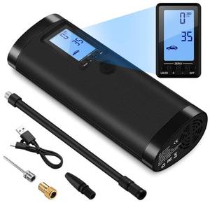 lot 4068 image: VEEAPE Air Compressor Portable Tire Inflator, 150PSI Electric Air Pump with Pressure Gauge, Heat Dissipation, Rechargeable, Power Bank, LED Light, Tire Pump for Bike Motorcycle Tires Ball(Black)
