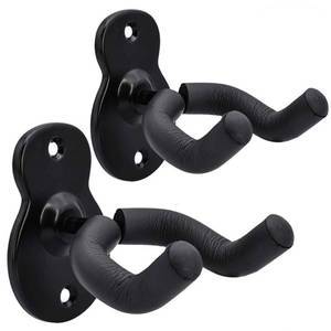 lot 4078 image: Guitar Wall Mount Hanger 2 Pack Hook Acoustic Electric Bass Guitar Wall Hanger Black Metal Guitar Holder