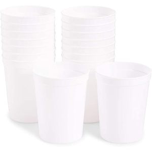 lot 4082 image: Juvale White Stadium Cups, Reusable Plastic Party Tumblers (16 oz, 16 Pack)