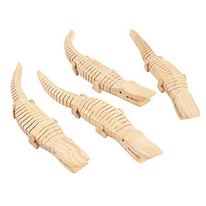 lot 4091 image: Hagao Wooden Crocodile Unfinished Wooden Wiggly Crocodile Jointed Flexible to Paint Blank Model Crafts for Arts and Crafts, Themed Birthday Party Supplies 4 pcs