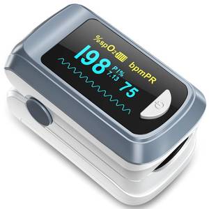 lot 4093 image: Fingertip Pulse Oximeter Blood Oxygen Saturation Monitor Pulse Ox, Heart Rate and Fast Spo2 Reading Oxygen Meter with OLED Screen Included Lanyard