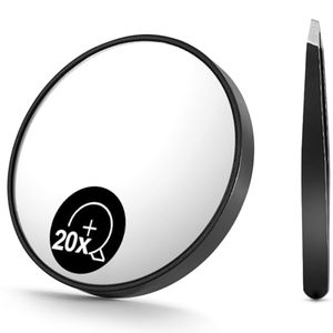 lot 4096 image: OMIRO 20X(200R) Magnifying Mirror and Eyebrow Tweezers Kit, 3.5 Two Suction Cups Magnifier Travel Set