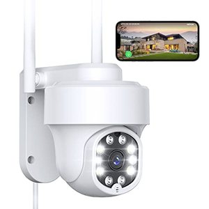 lot 4107 image: NETVUE Outdoor Security Surveillance Camera- 2.4G WiFi 360° View Pan Tilt Camera, Compatible with Alexa, Two-Way Audio, Color Night Vision, Floodlights, Digital Zoom Camera &amp Smart Motion Detection