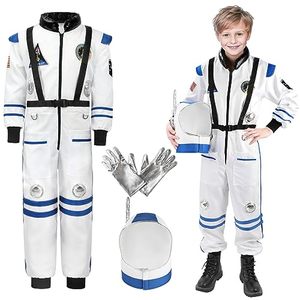 lot 4109 image: Luucio Astronaut Costume for Kids with Helmet for Kids, Space Suit for Halloween Boys Girls Pretend Role Play Dress Up
