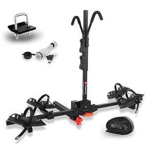 lot 1962 image: FORWODE 2 Hitch Mount Bike Rack Carries 2 Bikes up to 60 lbs Each Quick Release Tilting Heavy Duty Platform Bike Rack for Standard, Fat Tire and Electric Bike with Locking Hitch Pin and Bike Lock
