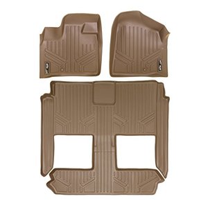 lot 1968 image: SMARTLINER Custom Floor Mats 3 Row Liner Set Tan Compatible with 2008-2020 Grand Caravan  2008-2016 Town & Country (Stown Go Only)