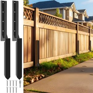 lot 1975 image: PURRPAXZ Heavy-Duty Fence Post Repair Kit, Fence Post Anchor Ground Spike for Repairing Leaning or Broken Wood Fences & Mailbox Posts (2 Pack)