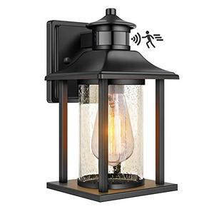 lot 1977 image: Motion Sensor Outdoor Wall Lantern with Dusk to Dawn Photocell and Waterproof Anti-rust Design for Entryway Doorway Garage Balcony
