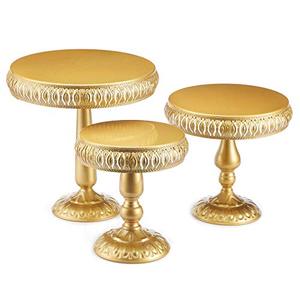 lot 1984 image: VILAVITA 3-Set Cake Stands Round Cake Stand Set Modern Cupcake Dessert Display Stand, Gold
