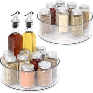 lot 1985 image: Tiblue Lazy Susan - 2 Pack Round Plastic Clear Rotating Turntable Organization & Storage Container Bins for Cabinet, Pantry, Fridge, Countertop, Kitchen - Spinning Organizer for Spices, Condiments