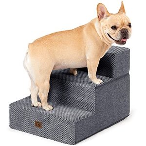 lot 1987 image: EHEYCIGA Dog Stairs for Small Dogs, 3-Step Dog Stairs for High Beds and Couch, Folding Pet Steps for Small Dogs and Cats, and High Bed Climbing, Non-Slip Balanced Dog Indoor Step, Grey, 345 Steps