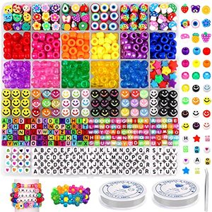 lot 1992 image: JOICEE Bracelet Making Kit Pony Beads fruite Flower Polymer Clay Beads Letter Beads for Jewelry Making, DIY Arts Earring and Crafts Gifts for Girls Age 6 7 8 9 10-12