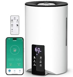 lot 1997 image: Humidifiers for Bedroom Large Room Home, 4L Cool Mist Humidifier for Smart App &amp Voice Control, Fill Essential Oil Diffuser for Baby and Plants, Quiet Ultrasonic Humidifier with 360° Nozzles, White.