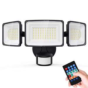 lot 4002 image: Onforu 100W Motion Sensor Outdoor Lights with Remote Control, LED Flood Lights Dusk to Dawn Security Lights, 9000LM, 6500k, IP65 Waterproof Exterior Floodlight for House Yard Porch Garage Eave (Black)