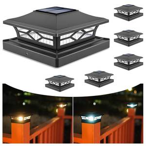 lot 4014 image: VOLISUN Solar Post Cap Lights 6 - Pack Outdoor Post Light for WhiteBlack 4x4 Vinyl Fence Deck - Dock 4x46x6 Wooden Post 2 Color Modes Waterproof Warm White