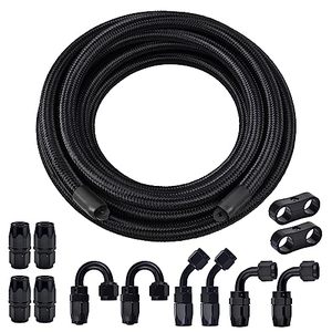 lot 4016 image: EVIL ENERGY 6AN Fuel Line Kit, 6AN Nylon Braided Fuel Line Hose Fitting Kit CPE 20FT Black(0.34inch ID)