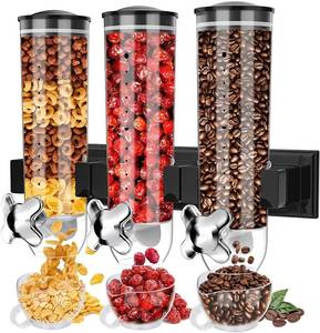 lot 4026 image: Triple Food Dispenser, Cereal Dispenser, Dry Food Dispenser Wall Mounted Cereal Dispenser, Candy Dispenser Grain Dispenser Kitchen Container with 3 Cup, Snack Dispenser for Store Nut Coffee Beans 4.5L