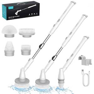 lot 4028 image: Ultrean Electric Spin Scrubber, Cordless Cleaning Brush with 4 Replaceable Brush Heads Adjustable Extension Handle, Dual Speed Shower Scrubber for Cleaning Bathroom, Tile, Floor, Tub