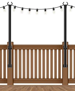 lot 4042 image: Beizelte 2 Pack 4 Ft Hangingfor String Light Poles with Fixing Clips and Suspended Base,Freestanding Outdoor Light Poles for Deck Bistro