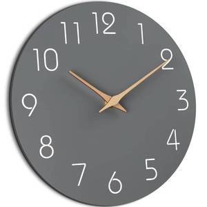 lot 4046 image: Mosewa Wall Clock 12 Inch Silent Non-Ticking Wall Clocks Battery Operated - Modern Simple Wooden Clock Decorative for Kitchen,Home,Bedrooms,Bathroom,Office,Living Room(Gray)