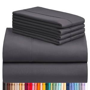 lot 4048 image: LuxClub 6 PC King Sheet Set, Rayon Made from Bamboo Bed Sheets, Deep Pockets 18 Wrinkle Free Cooling Bed Sheets Machine Washable Hotel Bedding Silky Soft - Dark Grey King