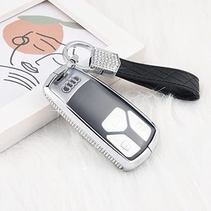 lot 4212 image: PIFOOG Bling Key Fob Cover for Audi Smart Key Accessories Glittering Car Remote Keyless Keys Protector Case Keychains for Audi Q5 A4 Q7 A5 S4 TT TTS RS5 SQ5 Crystal Metal 1PC