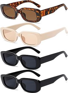 lot 4221 image: Tskestvy 3 Pieces Retro Sunglasses Vintage Sunglasses Small Square Rectangle 90s Glasses Trendy Y2K for Women Aesthetic Accessories (E)