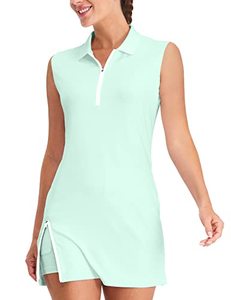 lot 4235 image: Hiverlay Tennis Dresses for Women with 2 Pockets Built in Shorts UPF 50 Golf Dress Workout Athletic Dresses Green S
