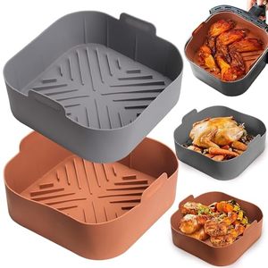 lot 4116 image: Silicone Air Fryer Basket Liners Square - 2Pcs Reusable Air Fryer Silicone Pots for Food Safe Air fryers Oven Accessories(8.1 Inch)