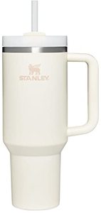 lot 4121 image: Stanley Quencher H2.0 FlowState Stainless Steel Vacuum Insulated Tumbler with Lid and Straw for Water, Iced Tea or Coffee, Smoothie and More, Cream , 40 oz