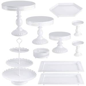 lot 4126 image: Hedume 10-Set Cake Stands, Metal Cupcake Stand Set with Multiple Combination Styles, Dessert Plate Cake Serving Tray Candy Fruit Display Tower for Wedding, Birthday Party, Anniversary, Baby Shower