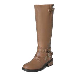 lot 4131 image: DREAM PAIRS Womens Atlanta Camel Fur Lined Knee High Riding Boots Wide Calf Size 8 M US