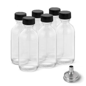 lot 4137 image: DIDITIME 6 Pack 2 oz Shot Bottles with Caps, Glass Jars with Lids, Small Clear Glass Bottles, Juice Bottles, Wellness Ginger Shots Bottles, Mini Bottles, 60ml small jars with lids for Potion, Oils