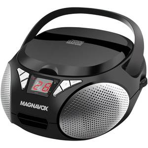 lot 4157 image: Magnavox MD6924 Portable Top Loading CD Boombox with AMFM Stereo Radio in Black  CD-RCD-RW Compatible  LED Display  AUX Port Supported  Programmable CD Player 