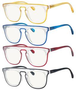 lot 4165 image: Eyekepper 4-Pack Progressive Multifocus Reading Glasses Blue Light Blocking No Line Multifocal Readers Double Color 2.0