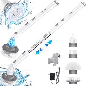 lot 4171 image: Voweek Electric Spin Scrubber, Cordless Cleaning Brush with Adjustable Extension Arm 4 Replaceable Cleaning Heads, Power Shower Scrubber for Bathroom, Tub, Tile, Floor