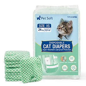 lot 4175 image: Pet Soft Disposable Cat Diapers - Female Dog Diapers for Cats & Dogs in Heat Period or Urine Incontinence, Doggie Diapers Ultra Absorbent Leak-Proof Puppy Diapers 24pcs (Green, XS)