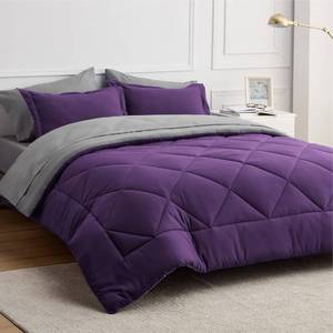 lot 4180 image: Bedsure Purple California King Comforter Set - 7 Pieces Reversible Bed Set Bed in a Bag California King with Comforters, Sheets, Pillowcases & Shams, California King Bedding Sets