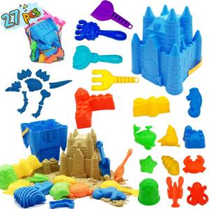 lot 4182 image: Kids Beach Sand Toys Set, 27pcs Beach Toys Castle Molds Sand Molds, Beach Bucket, Beach Shovel Tool Kit, Sandbox Toys for Toddlers, for Toddlers Kids Outdoor Indoor Play