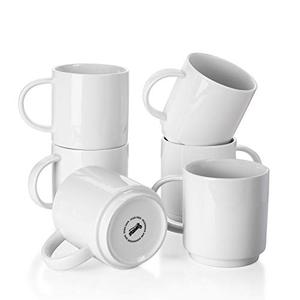 lot 4188 image: Sweese 10 Oz Stackable White Coffee Mug, Porcelain Coffee Mugs Sets of 6, Coffee Cups with Handle for Specialty Coffee Drinks, Cappuccino, Cafe Mocha, Latte and Tea, White